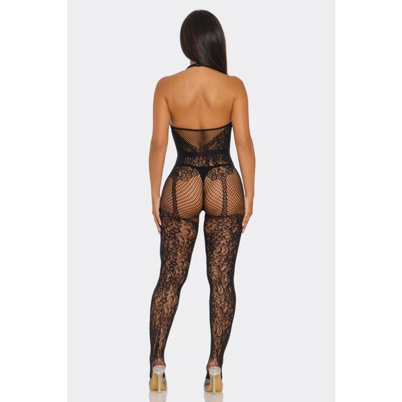 Only For You Lace & Fishnet Bodystocking - Picture 2 of 2